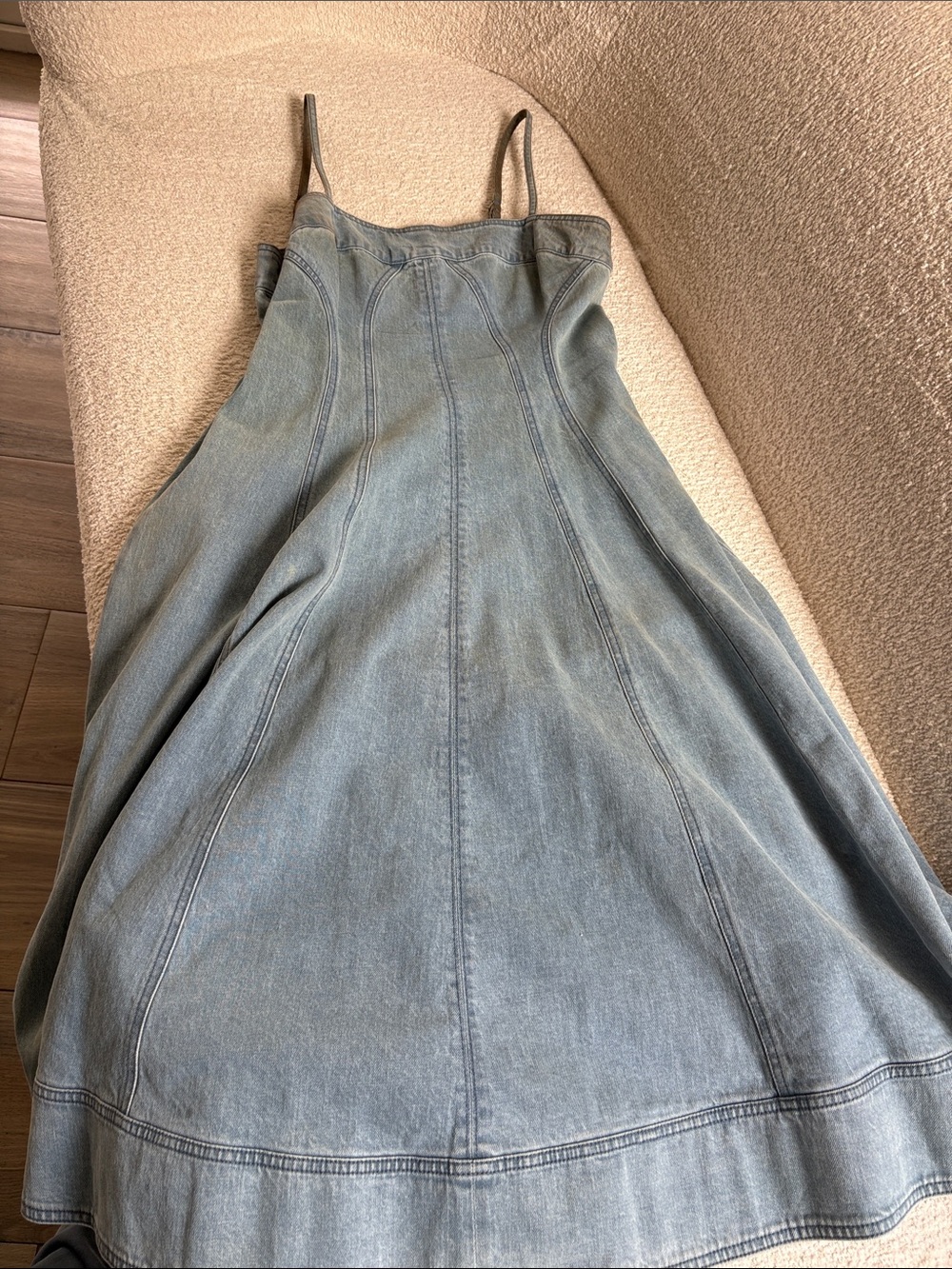 Pilcro faded light blue denim slip dress with thin straps